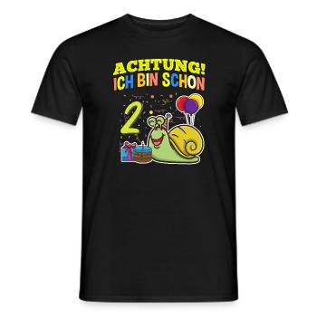 Achtung Ich Bin Schon 2 Geburtstag Schnecke - Männer T-Shirt - Schwarz - Vorne - AI Model Male 178 light (178cm)