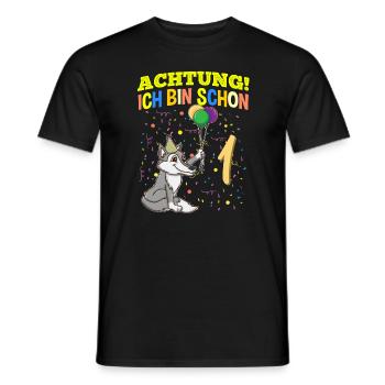 Achtung Ich Bin Schon 1 Tier Geburtstag Wolf - Männer T-Shirt - Schwarz - Vorne - AI Model Male 178 light (178cm)