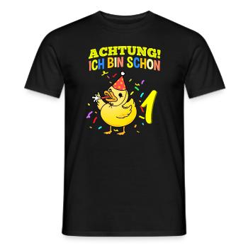 Achtung Ich Bin Schon 1 Geburtstag Ente - Männer T-Shirt - Schwarz - Vorne - AI Model Male 178 light (178cm)
