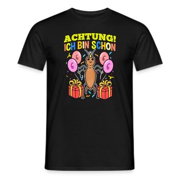 Achtung Ich Bin Schon 6 Geburtstag Ohrwurm - Männer T-Shirt - Schwarz - Vorne - AI Model Male 178 light (178cm)