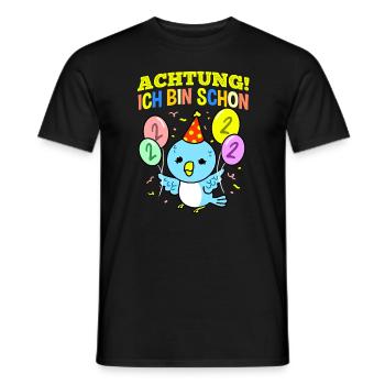 Achtung Ich Bin Schon 2 Geburtstag Wellensittich - Männer T-Shirt - Schwarz - Vorne - AI Model Male 178 light (178cm)