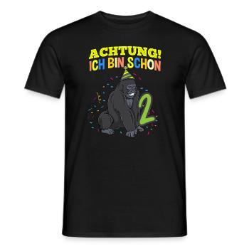 Achtung Ich Bin Schon 2 Geburtstag Gorilla - Männer T-Shirt - Schwarz - Vorne - AI Model Male 178 light (178cm)