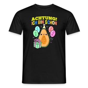 Achtung Ich Bin Schon 2 Geburtstag Papaya - Männer T-Shirt - Schwarz - Vorne - AI Model Male 178 light (178cm)