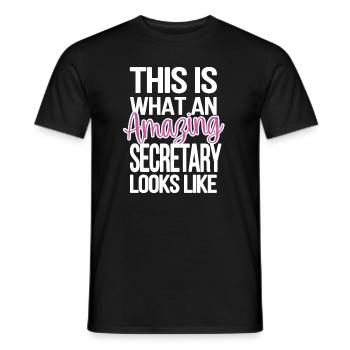 Secrétaire Cadeau Employé de bureau Appréciation - T-shirt homme - noir - Devant - AI Model Male 178 light (178cm)