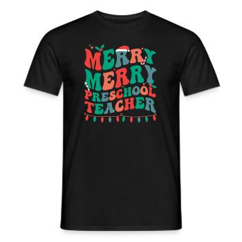 Preschool Teacher Christmas Pre-K Teacher Xmas - Men's T-Shirt - black - Front - AI Model Male 178 light (178cm)