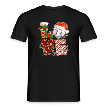 Baseball Noël Joueur de baseball Fête de Noël - T-shirt homme - noir - Devant - AI Model Male 178 light (178cm)