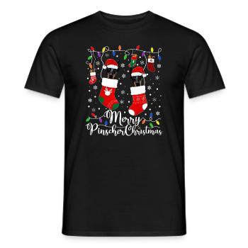 Pinscher miniature Noël Min Pin Pin Cadeaux de Noël - T-shirt homme - noir - Devant - AI Model Male 178 light (178cm)