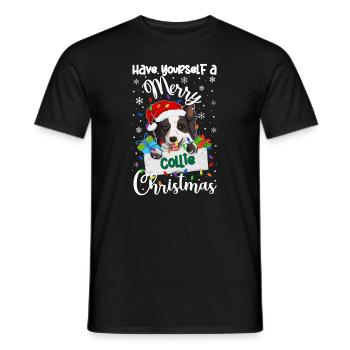 Border Collie Noël Border Collie Cadeaux de Noël - T-shirt homme - noir - Devant - AI Model Male 178 light (178cm)