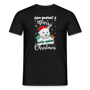 Westie Christmas Golden Dog Gift - Men's T-Shirt - black - Front - AI Model Male 178 light (178cm)