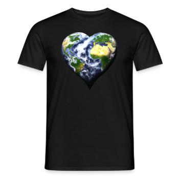 Terre Coeur Coeur Coeur Cadeau Idée Planète Amour - T-shirt homme - noir - Devant - AI Model Male 178 light (178cm)