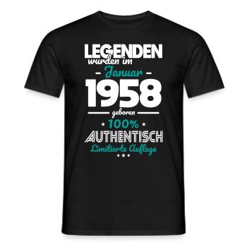 65. Geburtstag - Legenden wurden im Januar 1958 - Männer T-Shirt - Schwarz - Vorne - AI Model Male 178 light (178cm)