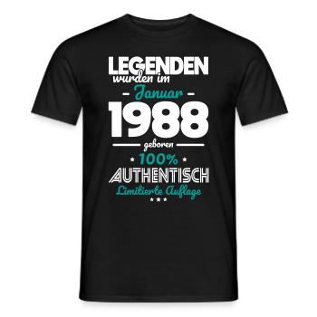 35. Geburtstag - Legenden wurden im Januar 1988 - Männer T-Shirt - Schwarz - Vorne - AI Model Male 178 light (178cm)