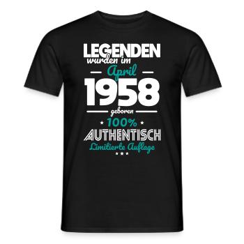 65. Geburtstag - Legenden wurden im April 1958 - Männer T-Shirt - Schwarz - Vorne - AI Model Male 178 light (178cm)