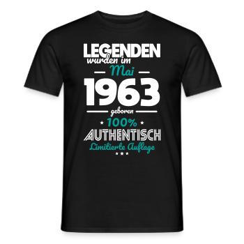 60. Geburtstag - Legenden wurden im Mai 1963 - Männer T-Shirt - Schwarz - Vorne - AI Model Male 178 light (178cm)