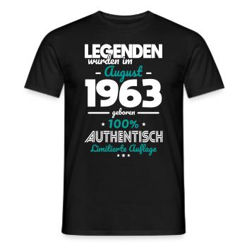 60. Geburtstag - Legenden wurden im August 1963 - Männer T-Shirt - Schwarz - Vorne - AI Model Male 178 light (178cm)