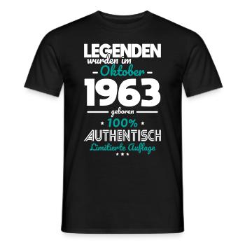 60. Geburtstag - Legenden wurden im Oktober 1963 - Männer T-Shirt - Schwarz - Vorne - AI Model Male 178 light (178cm)