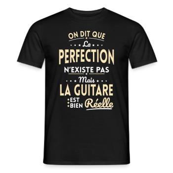 La Perfection n'existe pas la Guitare est Réelle - T-shirt homme - noir - Devant - AI Model Male 178 light (178cm)