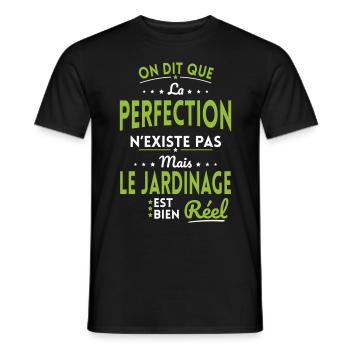 La Perfection n'existe pas le Jardinage est Réel - T-shirt homme - noir - Devant - AI Model Male 178 light (178cm)