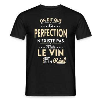 La Perfection n'existe pas le Vin est bien Réel - T-shirt homme - noir - Devant - AI Model Male 178 light (178cm)