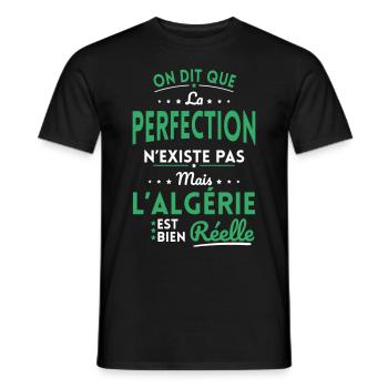 Perfection n'existe pas l'Algérie est bien Réelle - T-shirt homme - noir - Devant - AI Model Male 178 light (178cm)
