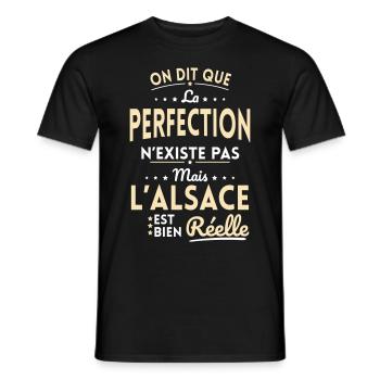 Perfection n'existe pas l'Alsace est bien Réelle - T-shirt homme - noir - Devant - AI Model Male 178 light (178cm)