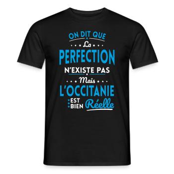 La Perfection n'existe pas l'Occitanie est Réelle - T-shirt homme - noir - Devant - AI Model Male 178 light (178cm)