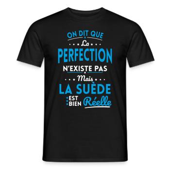 La Perfection n'existe pas la Suède est Réelle - T-shirt homme - noir - Devant - AI Model Male 178 light (178cm)