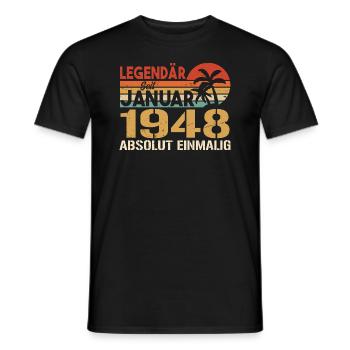 Geburtstagsgeschenk geboren im Januar 1948 - Männer T-Shirt - Schwarz - Vorne - AI Model Male 178 light (178cm)