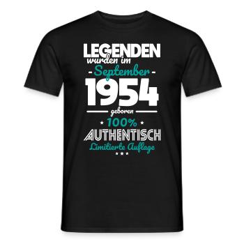 70e anniversaire - Les légendes ont été créées en septembre 1954 - T-shirt homme - noir - Devant - AI Model Male 178 light (178cm)