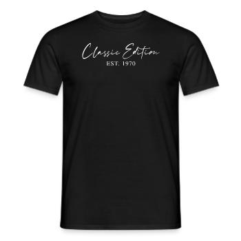 Classic Edition 1970 – minimalist typography - Men's T-Shirt - black - Front - AI Model Male 178 light (178cm)
