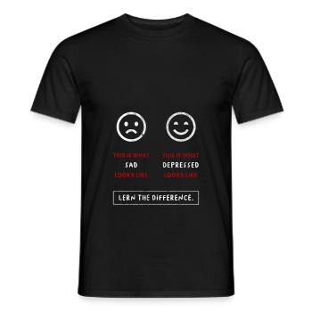 Dépression - Sad vs. déprimé - T-shirt homme - noir - Devant - AI Model Male 178 light (178cm)