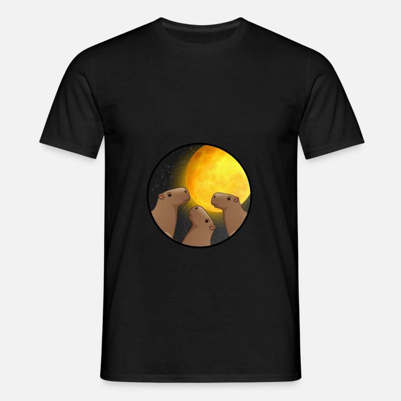 Capybara Moon - cochon d'inde géant - T-shirt Homme - noir