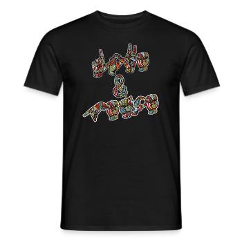 Love and Peace - Design mit Gebärdensprache - Männer T-Shirt - Schwarz - Vorne - AI Model Male 178 light (178cm)