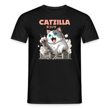 Catzilla Chat Drôles d’animaux - T-shirt homme - noir - Devant - AI Model Male 178 light (178cm)