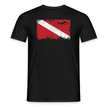 Vintage Shark Scuba Dive Flag Hommes Gymnase Sports - T-shirt homme - noir - Devant - AI Model Male 178 light (178cm)