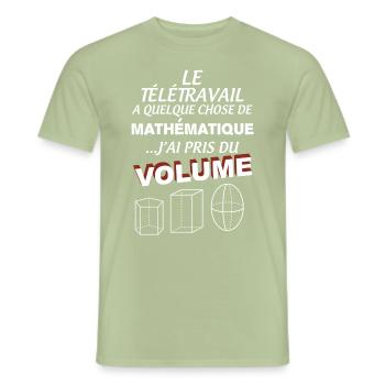 le Télétravail c'est mathématique - T-shirt homme - vert sauge - Devant - AI Model Male 178 light (178cm)