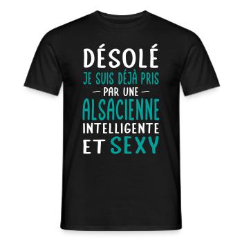Désolé déjà pris par une Alsacienne sexy - T-shirt homme - noir - Devant - AI Model Male 178 light (178cm)