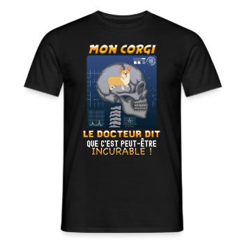 Chien Corgi radiographie Citation Marrante Docteur - T-shirt homme - noir - Devant - AI Model Male 178 light (178cm)