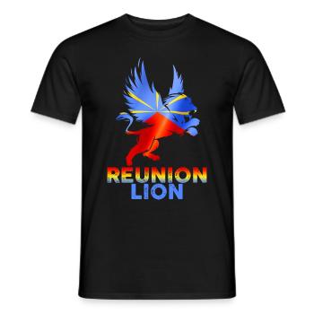Drapeau La réunion Lion Fierté et Puissance - T-shirt homme - noir - Devant - AI Model Male 178 light (178cm)