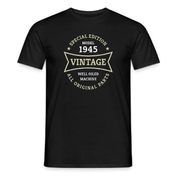 80th Birthday Year 1945 Vintage 80 Years - Men's T-Shirt - black - Front - AI Model Male 178 light (178cm)