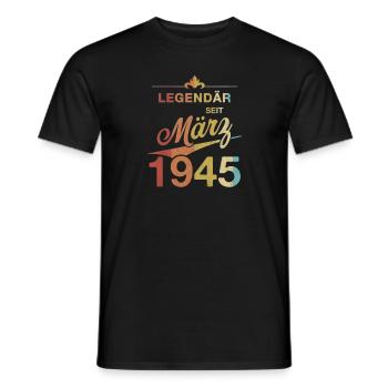 80th Birthday Legendary March 1945 Volume 45 - Men's T-Shirt - black - Front - AI Model Male 178 light (178cm)