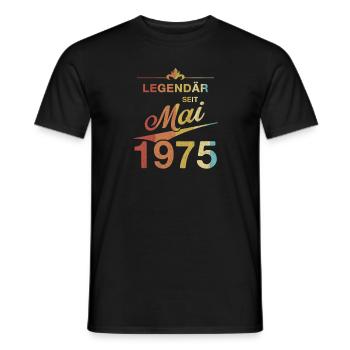 50th Birthday Legendary since May 1975 Volume 75 - Men's T-Shirt - black - Front - AI Model Male 178 light (178cm)