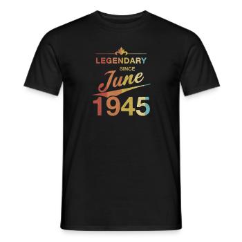 80th Birthday Legendary since June 1945 Volume 45 - Men's T-Shirt - black - Front - AI Model Male 178 light (178cm)