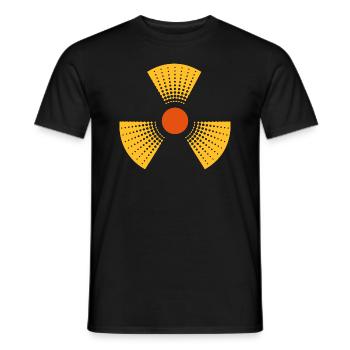 glow atom symbol radioactive atomic sign gef - Men's T-Shirt - black - Front - AI Model Male 178 light (178cm)
