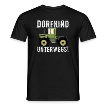 Dorfkind unterwegs - Unimog - MB Trac - Oldtimer - Männer T-Shirt - Schwarz - Vorne - AI Model Male 178 light (178cm)