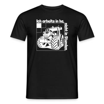 Ich arbeite in Hektar - Lohnarbeit Bauer Traktor - Männer T-Shirt - Schwarz - Vorne - AI Model Male 178 light (178cm)