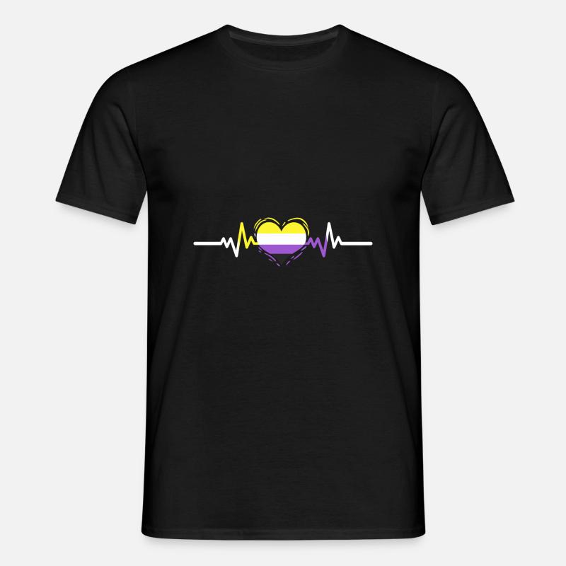 Nonbinary Pride Heartbeat Nonbinary Pride - Men's T-Shirt - black