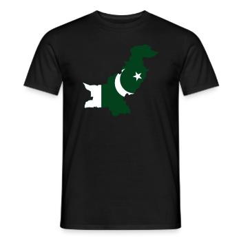 Pakistan flag map - Men's T-Shirt - black - Front - AI Model Male 178 light (178cm)