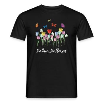 No Rain No Flowers Abstract Artistic Art Gift Idea - Men's T-Shirt - black - Front - AI Model Male 178 light (178cm)