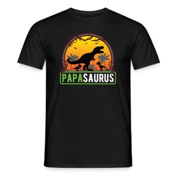 Papasaurus T-Rex Papa 2 enfants Dino père fête des pères - T-shirt homme - noir - Devant - AI Model Male 178 light (178cm)